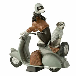 Paris Prix Statuette Déco Chiens sur Scooter 32cm Gris