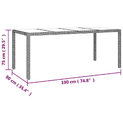 vidaXL Table de jardin plateau en verre Résine tressée verre trempé pas cher