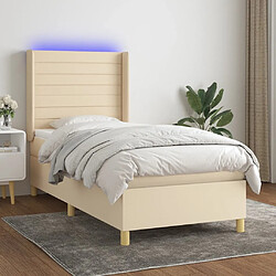 Sommier à lattes,Cadre à lattes de lit pour Adulte matelas et LED Crème 90x190 cm Tissu -MN93498