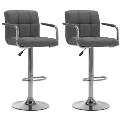 vidaXL Chaises de bar lot de 2 gris clair tissu 