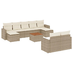 Maison Chic Salon de jardin avec coussins 10 pcs, Ensemble Tables et chaises de jardin, beige résine tressée -GKD894608