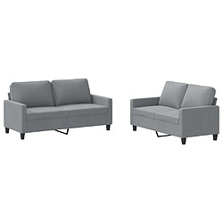 vidaXL Ensemble de canapés 2 pcs avec coussins Gris clair Tissu