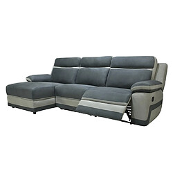 Acheter Vente-Unique Canapé d'angle gauche relax en microfibre anthracite et bandes gris clair TALCA