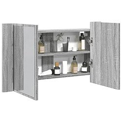 Maison Chic Armoire de salle de bain,Meuble de rangement,Meuble haut à miroir LED sonoma gris 80x12x45 cm -GKD264498