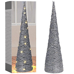 Sapin de Noël brillant cône décoratif argent Décoration de Noël Noël 40 LED 78 cm 