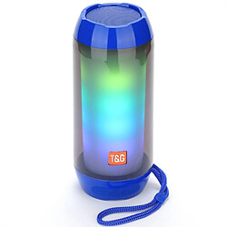 Yonis Enceinte Bluetooth Waterproof LED Portable Subwoofer Sans File Enceinte Waterproof Bluetooth LED Autonomie 2H Radio FM TWS Aux MP3 Bleu YONIS