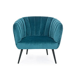 Bizzotto Fauteuil velours Fauteuil Avril Bleu Paon Effet Velours