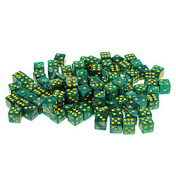 100pcs 6-sided dés spot dice 14mm pour les jeux de société, jeux de fête dés green