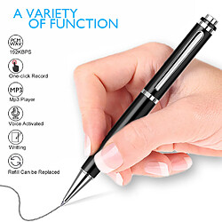 Universal Magnétophone Mini USB Stylo Activation vocale Magnétophone numérique 16 Go Lecteur MP3 Enregistrement 192 kbps(Le noir)