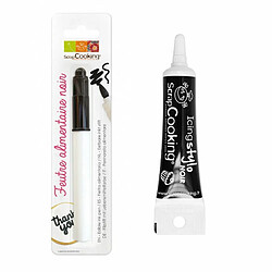 Scrapcooking Feutre pinceau alimentaire noir + Stylo de glaçage noir 