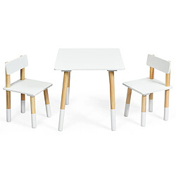 Helloshop26 Ensemble de table et 2 chaises pour enfants de style scandinave en bois table pour chambre d'enfant garderie blanche 20_0002712