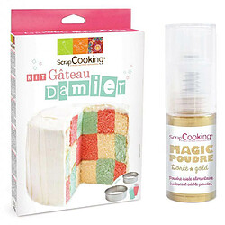 Scrapcooking Kit gâteau damier + 1 poudre alimentaire irisée dorée