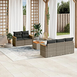 vidaXL Salon de jardin 6 pcs avec coussins gris résine tressée 