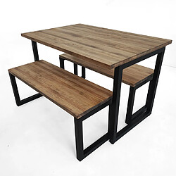 Ds Meubles Ensemble table et bancs 80x120 Noir