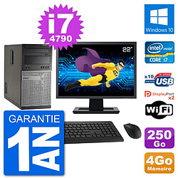 PC Tour Dell 7020 Ecran 22" Intel i7-4790 RAM 4Go Disque 250Go Windows 10 Wifi - Occasion