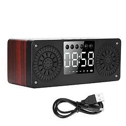 ComfortXL Enceinte bluetooth mini sans fil avec réveil et horloge, haut-parleur portable pour carte, basse puissante, grain de bois rouge