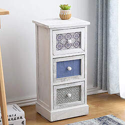 Mobili Rebecca Commode Armoire 3 Tiroirs Blanc Bois Retro 62x29x25