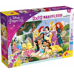 Lisciani - Disney Puzzle Princesses - 2 Maxi Puzzles de 12 Pièces - Double Face - Verso A Colorier - Jeu Educatif - A partir de 3 ans 