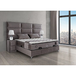 Avis Vivenla Ensemble de lit coffre 160x200 en velours gris avec un matelas à ressorts ensachés 7 zones de confort de la collection MOSCOW