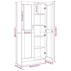 vidaXL Armoire à vitrine Sonoma gris 82,5x30,5x185,5cm Bois ingénierie pas cher