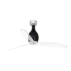 Faro Barcelona Ventilateur de plafond noir mat et transparent avec moteur à courant continu intelligent - Télécommande incluse