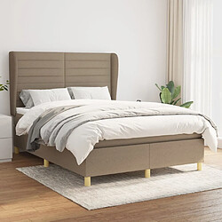 vidaXL Sommier à lattes de lit avec matelas Taupe 140x190 cm Tissu