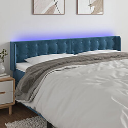 vidaXL Tête de lit à LED Bleu foncé 163x16x78/88 cm Velours