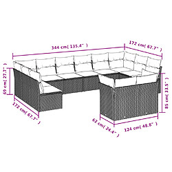 Acheter vidaXL Salon de jardin avec coussins 12 pcs marron résine tressée