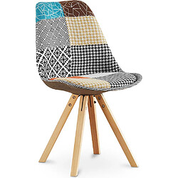 ICONIK INTERIOR Chaise à manger Denisse design scandi rétro - multicolore premium - Patchwork Patty Multicolore