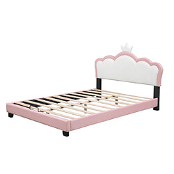 ComfortXL Lit Pour Enfants Rembourré 140*200 Cm Avec Sommiers À Lattes Et Dossier, Lit De Princesse Avec Motif 