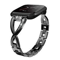 Avis Wewoo Bracelet pour montre connectée Fitbit Versa / Fitbit 2 / Fitbit Lite Edition en métal universel forme de X noir