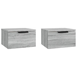 Maison Chic Lot de 2 Tables de chevet,Table de nuit,Table d'appoint pour salon murales Sonoma gris 34x30x20 cm -MN27044