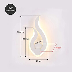 Universal 9W LED applique moderne 3000-3500K blanc chaud intérieur flamme lumineuse applique chambre salon couloir art déco (blanc chaud) 