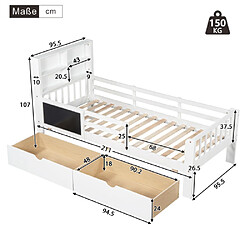 ComfortXL Lit Pour Enfants Avec Fonctionnalités Multiples, Blanc, 90*200 pas cher