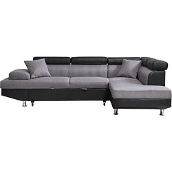 Habitat Et Jardin Canapé d'angle convertible Sophia luxe - 265 x 190.5 x 80/91 cm - Noir / Gris - 5 places - Angle droit 