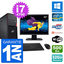 PC Tour Fujitsu P720 Ecran 19" i7-4790 RAM 32Go Disque 500Go Windows 10 Wifi - Occasion