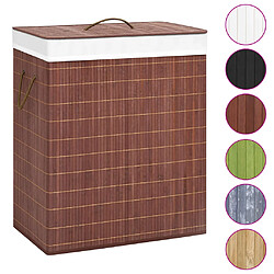 vidaXL Panier à linge avec 2 sections bambou marron 100 L