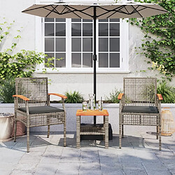 Avis Maison Chic Ensemble de bistro 3 pcs coussins,Table + chaises + coussins de jardin gris résine tressée acacia -GKD624067