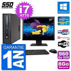 PC HP EliteDesk 800 G1 Ecran 27" Core i7-4770 RAM 8Go SSD 960Go Windows 10 Wifi · Occasion 