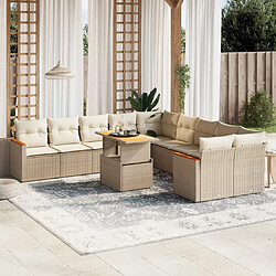 vidaXL Salon de jardin 11 pcs avec coussins beige résine tressée 