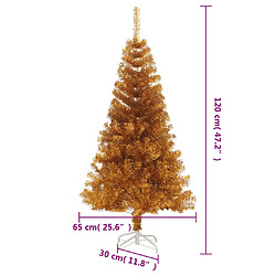 vidaXL Sapin de Noël artificiel avec support Doré 120 cm PET pas cher