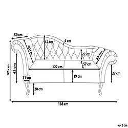 Beliani Chaise longue côté gauche en velours rose LATTES