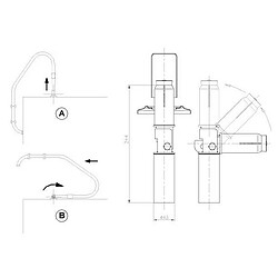 Astral Ancrage articulé pour échelle en tube acier inox poli iisi-304 Ø43mm