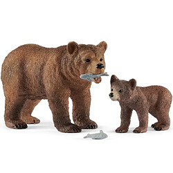 Schleich Figurines maman Grizzly avec ourson