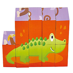 Avis Hape- Puzzle Cubes Animaux de la Jungle, E1619, Vert