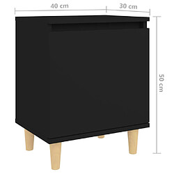 vidaXL Table de chevet avec pieds en bois massif Noir 40x30x50 cm pas cher