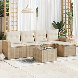 vidaXL Salon de jardin avec coussins 6 pcs beige résine tressée