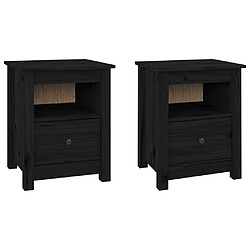 Maison Chic Lot de 2 Tables de chevet - Tables de Nuit Noir 40x35x49 cm Bois de pin massif