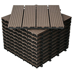 ECD Germany WPC Carreaux 30x30 cm - 22 Pièces par 2m² - avec Aspect Bois - Marron Foncé - Dalles avec Système de Drainage - pour Terrasse de Balcon Patio Jardin Piscine - Carreaux de Sol Extérieur 