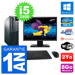 PC Lenovo M82 SFF Ecran 27" Intel i5-2400 RAM 8Go Disque Dur 2To Windows 10 Wifi - Occasion